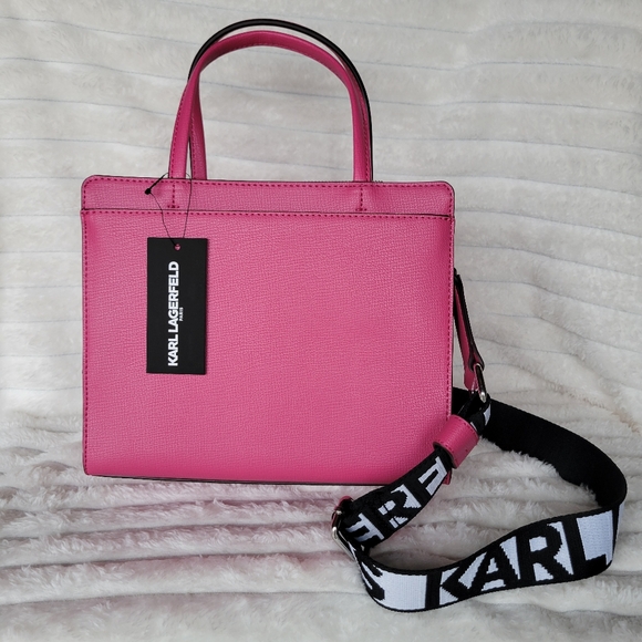 NWT Karl Lagerfeld Maybelle Fuchsia Paris Maybelle Satchel Handbag - Picture 4 of 10